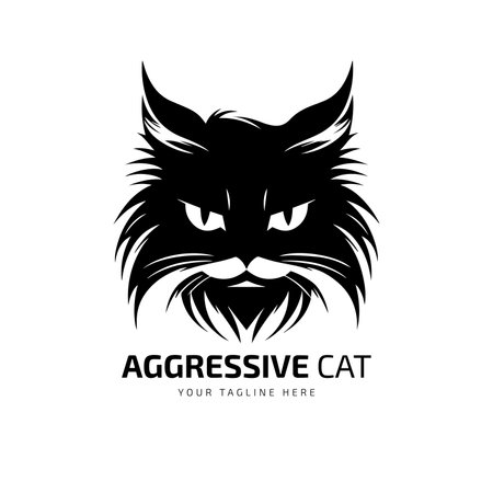 Aggressive cat logo silhouetteのイラスト素材
