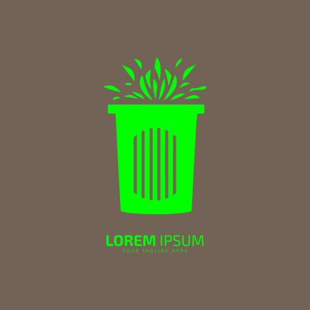 A vector of dustbin logo silhouette and trash bin iconのイラスト素材