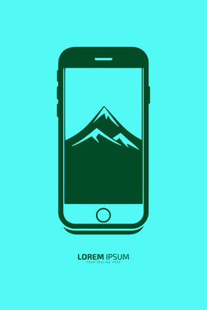smart phone logo icon phone vector silhouette with mountain logo in phoneのイラスト素材