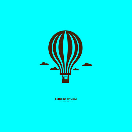 A vector of hot air balloon silhouette with clouds on sky backgroundのイラスト素材