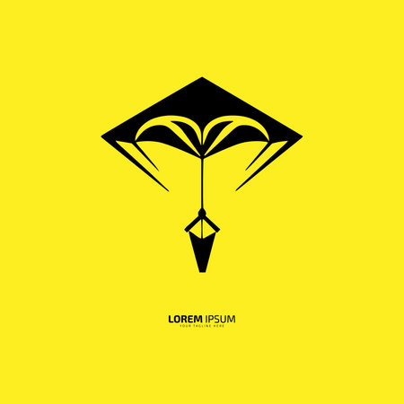 kite logo icon vector isolated on yellow backgroundのイラスト素材