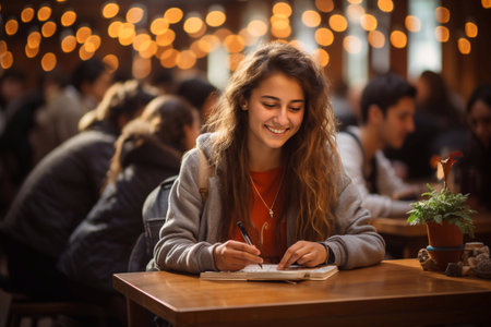 Technological Learning Girl Utilizing Laptop in School or College Generative Aiの素材