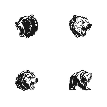 aggressive panda style. Vector illustration panda logo icons setのイラスト素材
