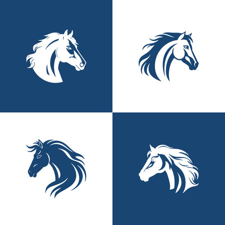 Horse colorful minimal logo set horses. Vector illustrationのイラスト素材