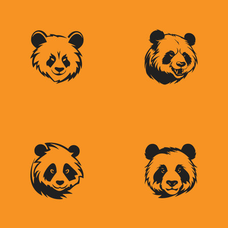 Panda Logo Set. Premium Vector Design Illustrationのイラスト素材