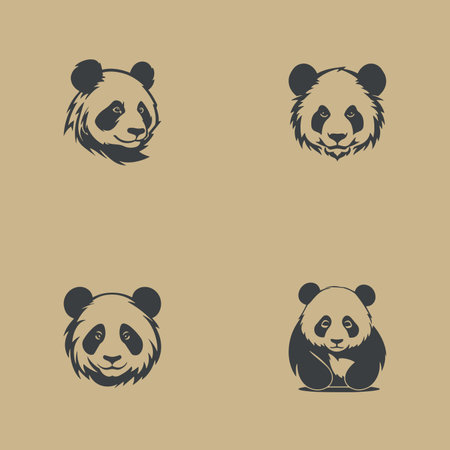 Set of Panda logo. Icon design. Template elementsのイラスト素材