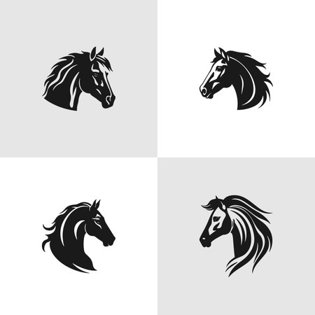 Horse Logo Set. Stallion Premium Vector Design Illustrationのイラスト素材