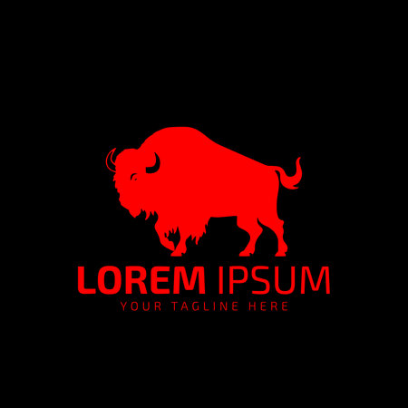 bull logo icon silhouette bison, ox logo symbol style bull vector template illustrationのイラスト素材