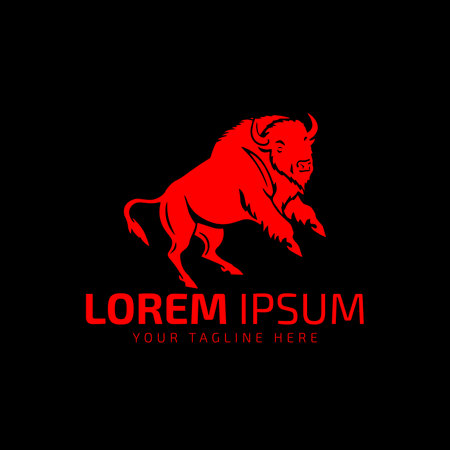 bull logo icon silhouette bison, ox logo symbol style bull vector illustration buffalo logoのイラスト素材