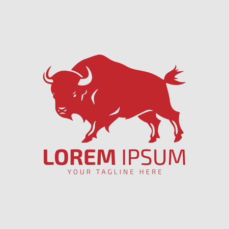 bull logo icon silhouette bison, ox logo symbol style bull vector illustrationのイラスト素材
