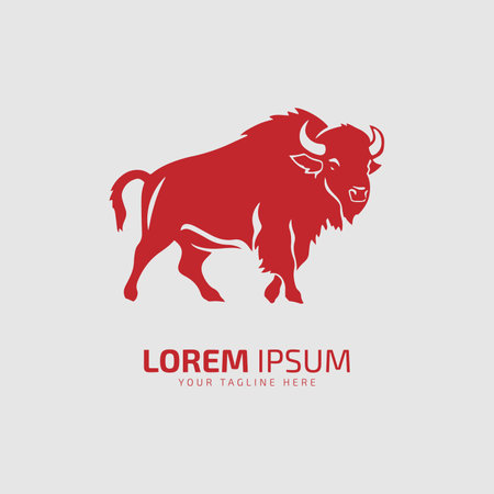 bull logo icon silhouette bison, ox logo symbol style bull vector illustration design.のイラスト素材