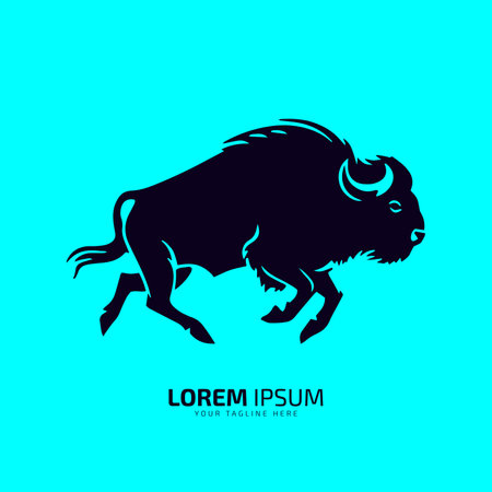 bull logo icon silhouette bison, ox logo style bull vector illustration buffalo logo vector silhouette isolated black bullのイラスト素材