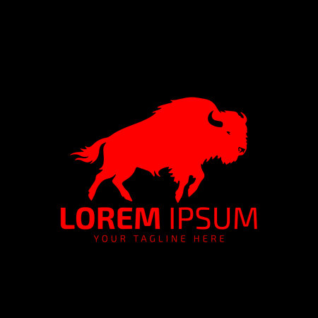 bull logo icon silhouette bison, ox logo symbol style bull vector template.のイラスト素材