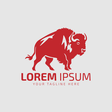 bull logo icon silhouette bison, ox logo symbol style bull vector illustration template.のイラスト素材
