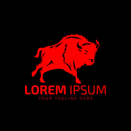 bull logo icon silhouette bison, ox logo symbol style bull vector illustration template illustration.のイラスト素材