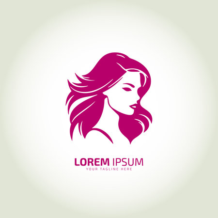 vector of woman face logo icon lady style vector illustration young girl logo design template illustration feminine style.のイラスト素材