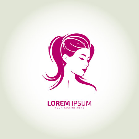 vector of woman face logo icon lady style vector illustration young girl logo design illustration template illustration feminine style.のイラスト素材