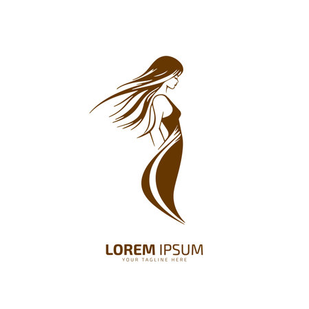 girl standing logo icon silhouette design template vector illustration young woman logo symbol.のイラスト素材