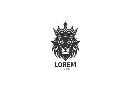 Lion Head Vector. Lion King Abstract Logo, Imperial Lion Head Luxury Logoのイラスト素材