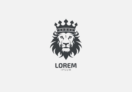 lion king logo with crown on head icon graphical vector icon silhouetteのイラスト素材
