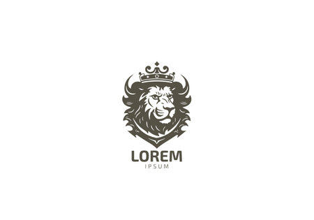 lion luxury logo icon template, elegant lion logo design illustration, lion head with crown logoのイラスト素材