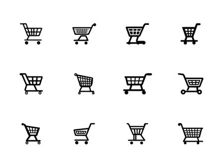 Cart icon. Trolley for shop. Symbol of online basket and buy. Icon for add of purchase and merchandise. Logo of retail, supermarket and store. commerce, shopping. Vectorのイラスト素材