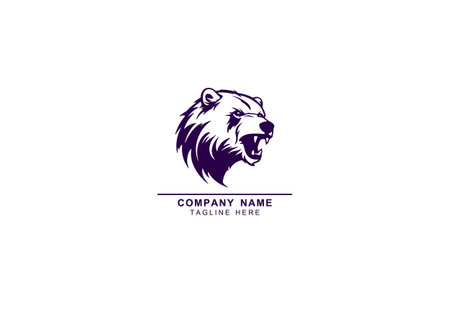 Bear or panda in continuous line art drawing style. vector logo black grizzly bear silhouette.roaring bear. logo, iconのイラスト素材