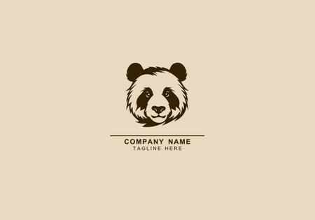 Vector of cartoon portraits of panda or bear logo icon. bamboo bearのイラスト素材
