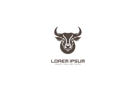 drawing art Black head bull cow ox buffalo logo design inspirationのイラスト素材