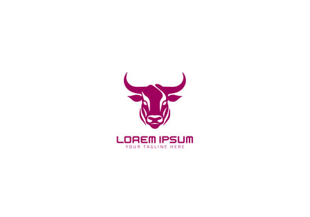 Bull face logo of cow head silhouette clip art vector. animal icon bulls symbol, isolated on white background.のイラスト素材