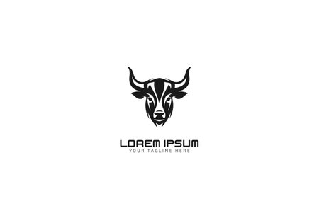 Bull head logo. Abstract stylized cow or bull head icon. Premium logo for steak house, meat restaurant or butchery.のイラスト素材