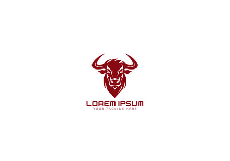 Bull head logo. Abstract stylized cow or bull head icon. Premium logo for steak house, meat restaurant or butchery. Taurus symbol. Vector illustration.のイラスト素材