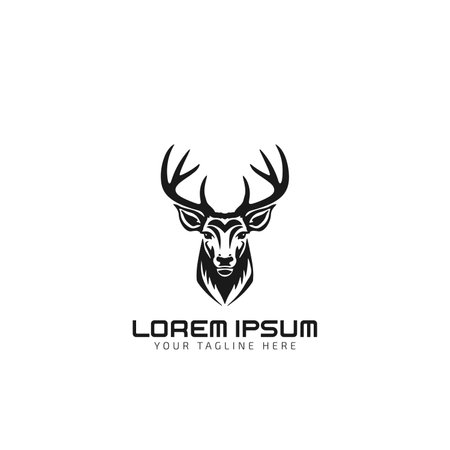 deer minimal logo silhouette vector icon templateのイラスト素材