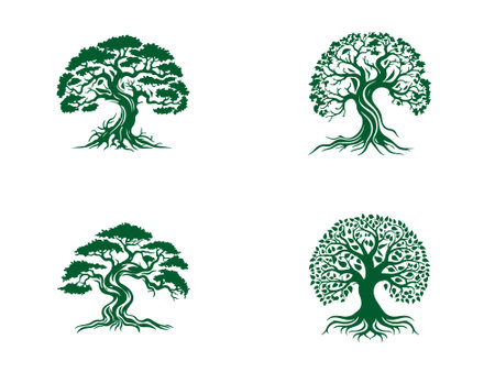 Tree Logo Vector Illustration, Tree Logo template, Tree vector, Tree set iconのイラスト素材
