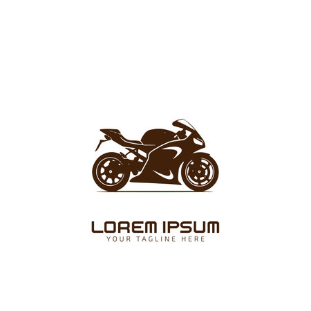 Motorbike, road cyclist on his bike, isolated vector icon silhouetteのイラスト素材