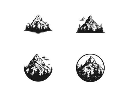 Mountain Logo Vector Illustration, Mountain Logo template, Mountain vector, Mountain set iconのイラスト素材