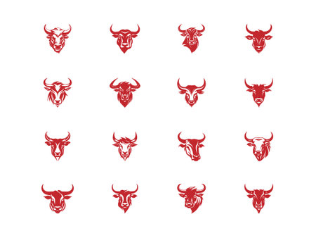 Bull Logo Icon Set. Premium Vector Design Illustration. Red Bull logo setのイラスト素材