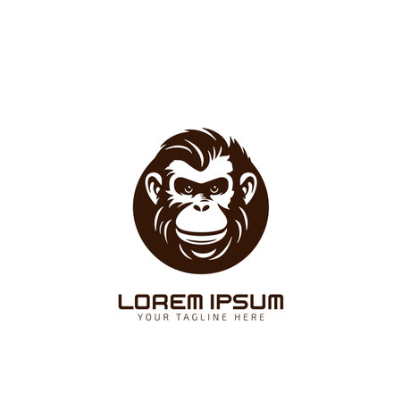 Monkey kid face, vintage logo vector icon concept black and white color, hand drawn illustrationのイラスト素材