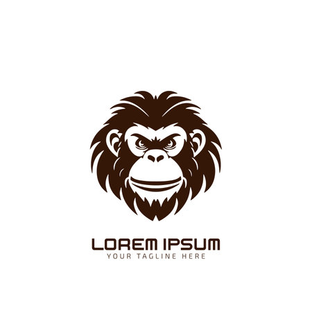 gorilla, chimpanzee or Monkey Face Logo. Vector Iconのイラスト素材