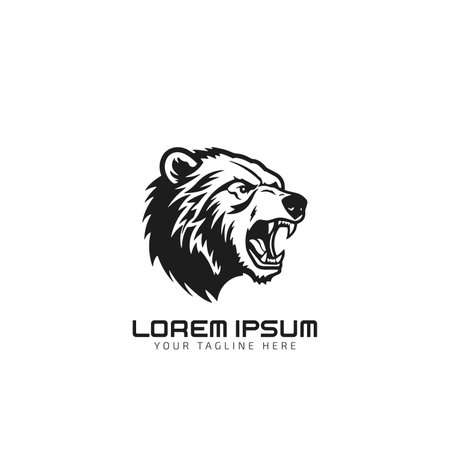 Vintage bear face mascot emblem symbols. Can be used for T-shirts print, labels, badges, stickers, logotypes vector illustration.のイラスト素材