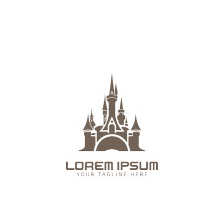 Castle, fort and royal Tower icon, logo isolated silhouetteのイラスト素材