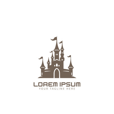 Castle, fort and royal icon, logo isolated silhouette vector illustrationのイラスト素材