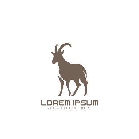 Goat logo. Vintage logo, retro print, poster for Butchery meat shop, goat silhouette. Logo template for meat business, meat shop.のイラスト素材