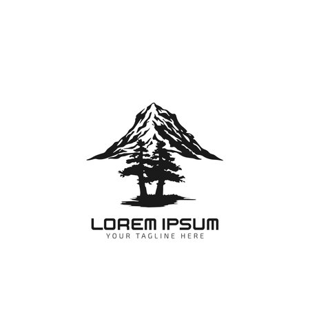 Forest vector, silhouette, Forest illustration, Mountains, tree or mountain design, Pine Treesのイラスト素材