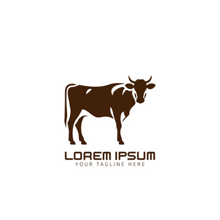 cow silhouette vector icon. black angus vector illustration. cow farm logo design templateのイラスト素材