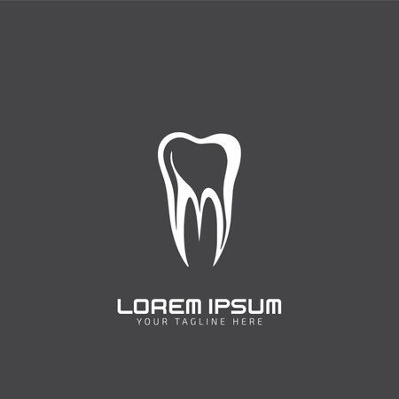 Dental logo Vector for dental clinic. dentist treatment and health. Illustration for your business.on dark background.のイラスト素材