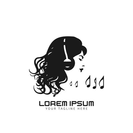 music icons with man ear attach headphones logo vectorのイラスト素材