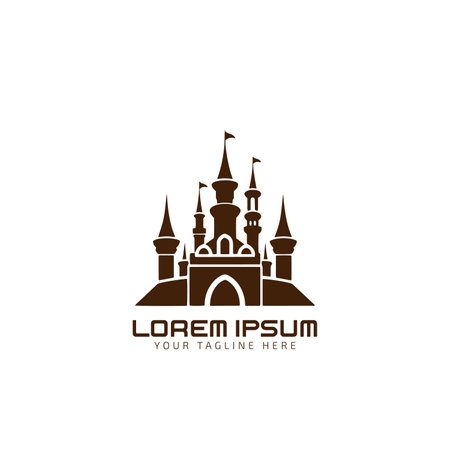 Castle vector icon,isolated.Tower in a flat style, silhouette. Medieval house. Knights, Royal,princess building.Vintage fairytale symbolのイラスト素材