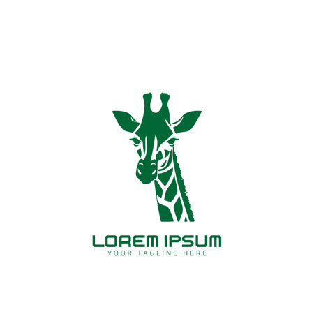 Simple Minimalist Giraffe Logo Icon Silhouette for Wild Zoo Logo Design Vectorのイラスト素材