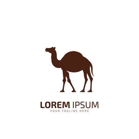 Brown Camel Illustration Animal Logo Silhouette vector icon on white backgroundのイラスト素材
